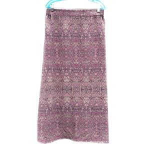 MAX Studio Skirt 100% Silk Tapestry Pull On Lilac Pink Long Maxi Casual EUC L